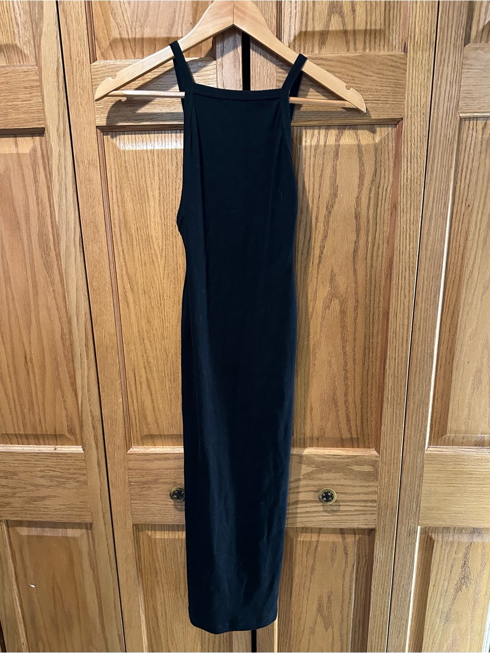 ASOS lower back long black ribbed dress